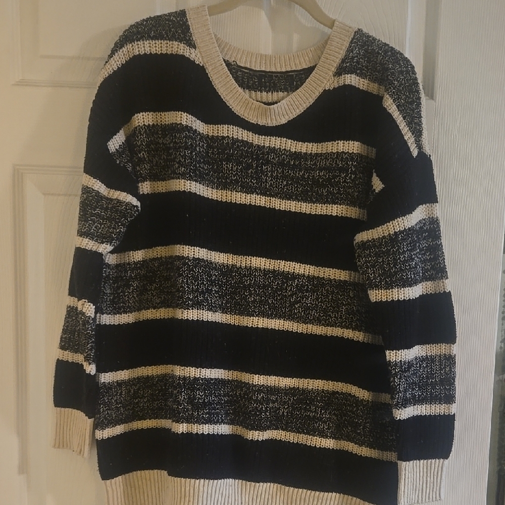 Striped Black and Cream Sweater
